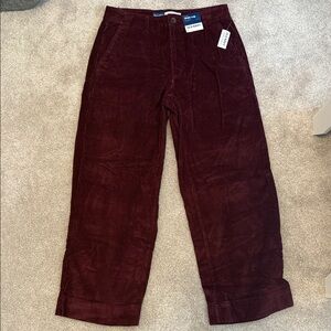 Old Navy Women's Burgundy Wide Leg Corduroy Pants